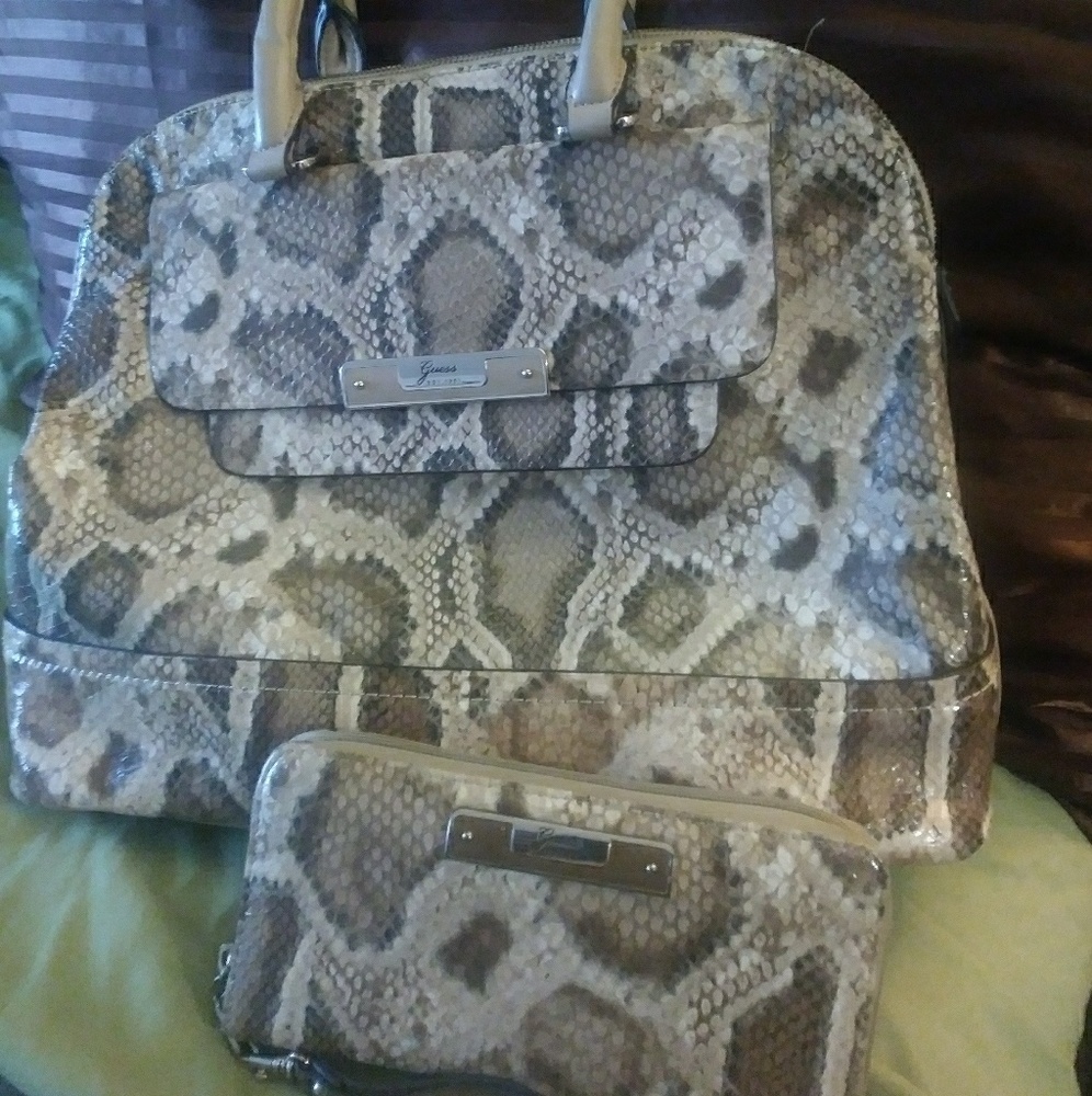 Authentic Guess Python Snakeskin Handbag & Wallet